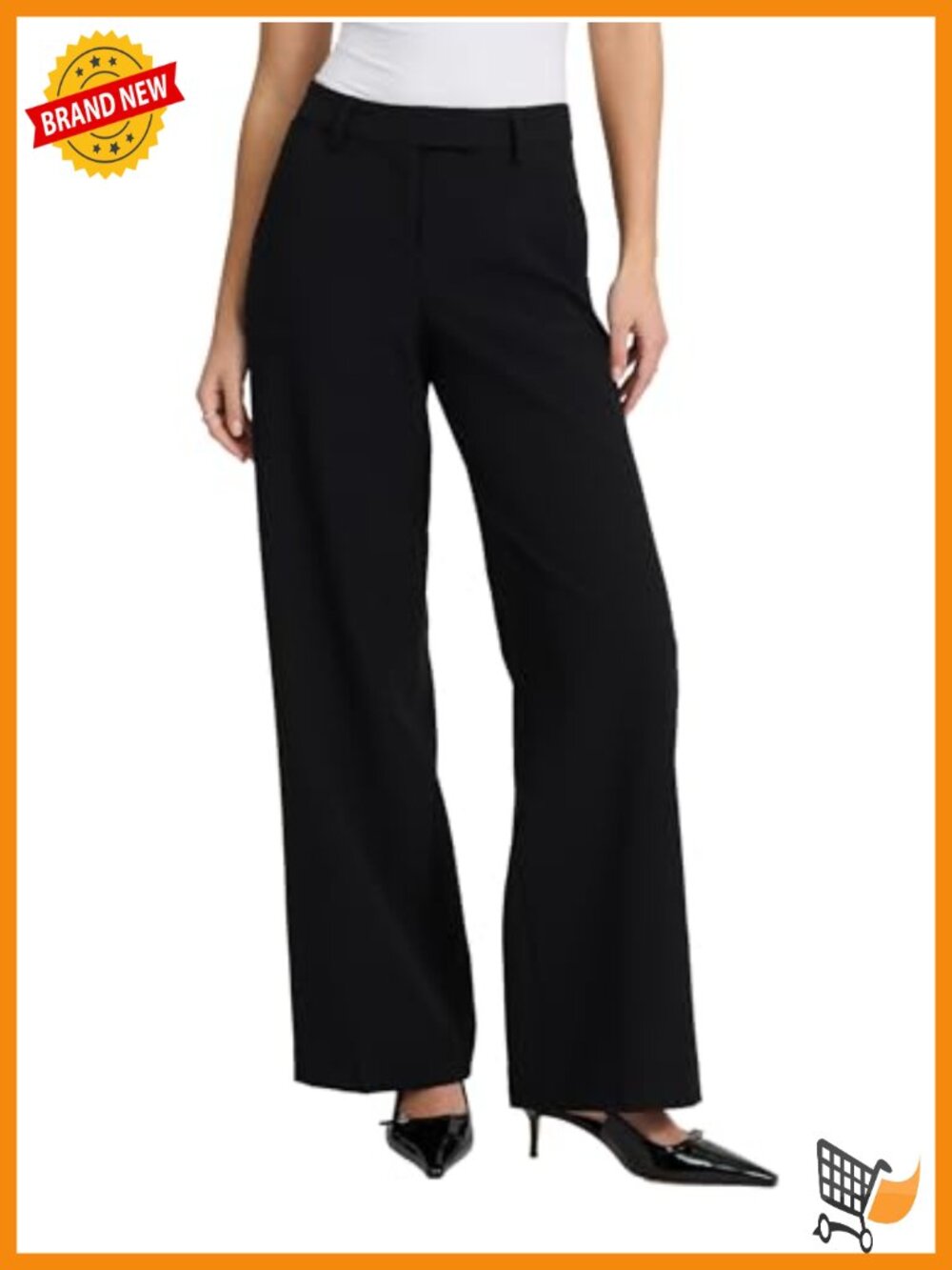 Women's Mid-Rise Relaxed Straight Leg Trousers Tailored Casual Workwear